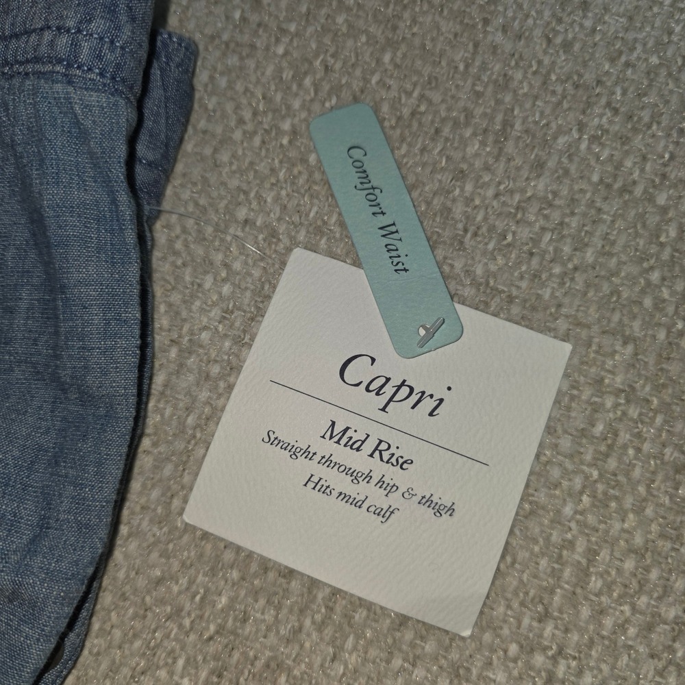 Croft&Barrow Womens 2X Blue Chambray Capri Pants Clam Diggers Comfort Waist NEW - Picture 5 of 9